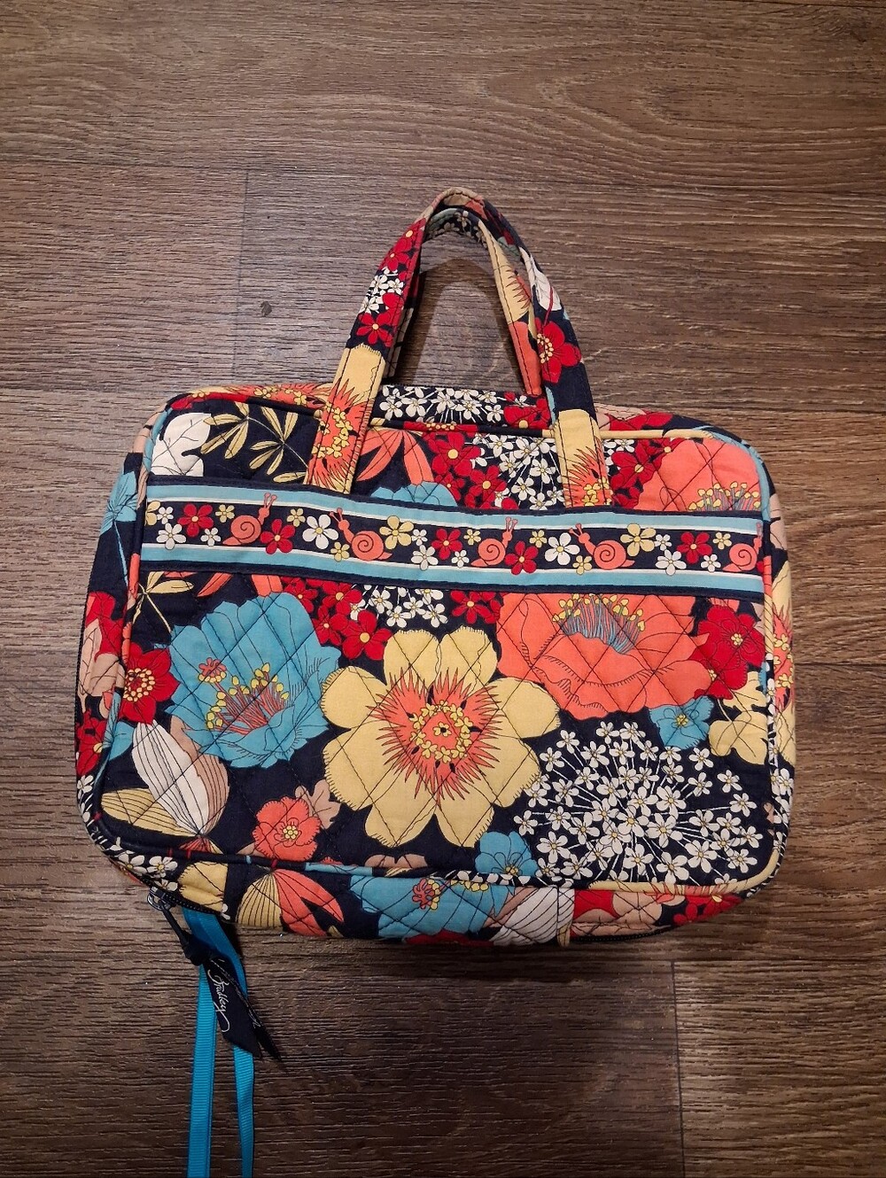 Vera Bradley Floral Quilted Cosmetic Case in Navy Multi